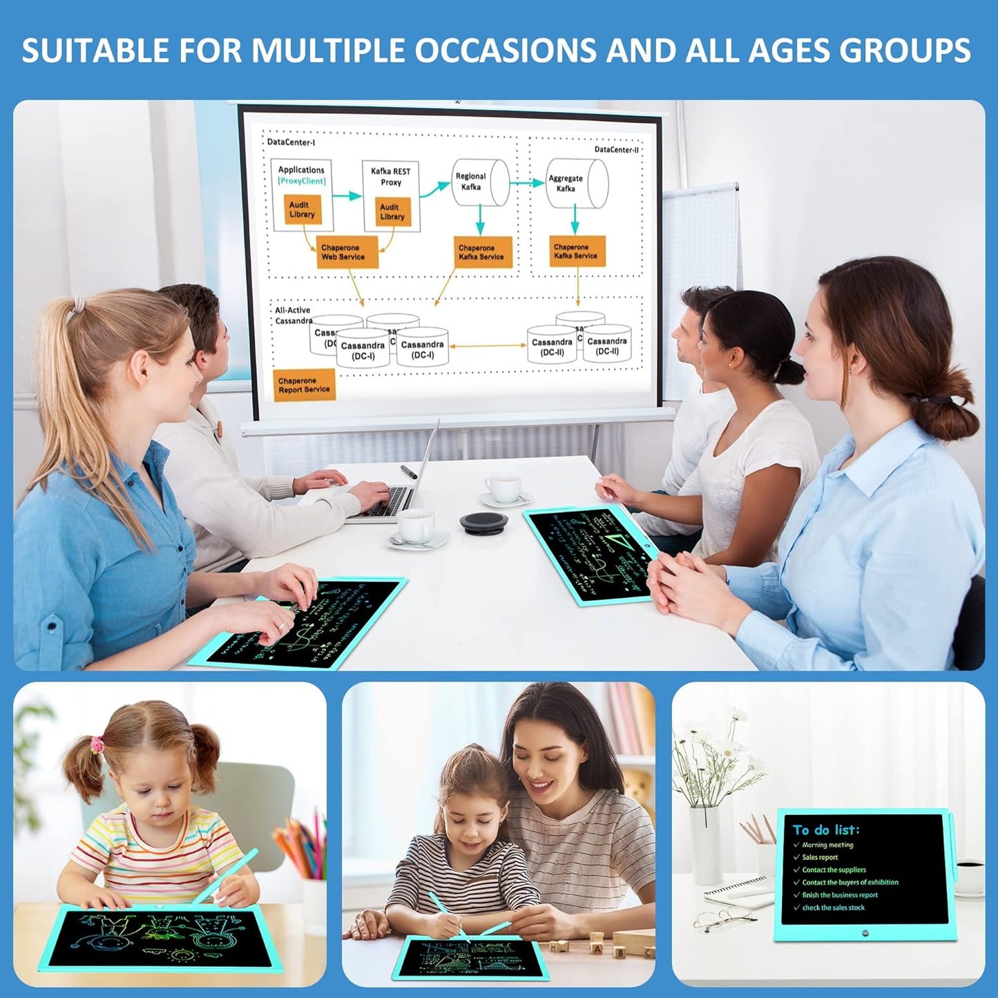 Toys for 3 4 5 6 7 8 Years Old Boys Girls, LCD Writing Tablet 15 Inch Doodle Board, Electronic Drawing Pads Drawing Tablet, Educational Birthday Gift for 3-6 Years Old Kids Toddler (Blue)