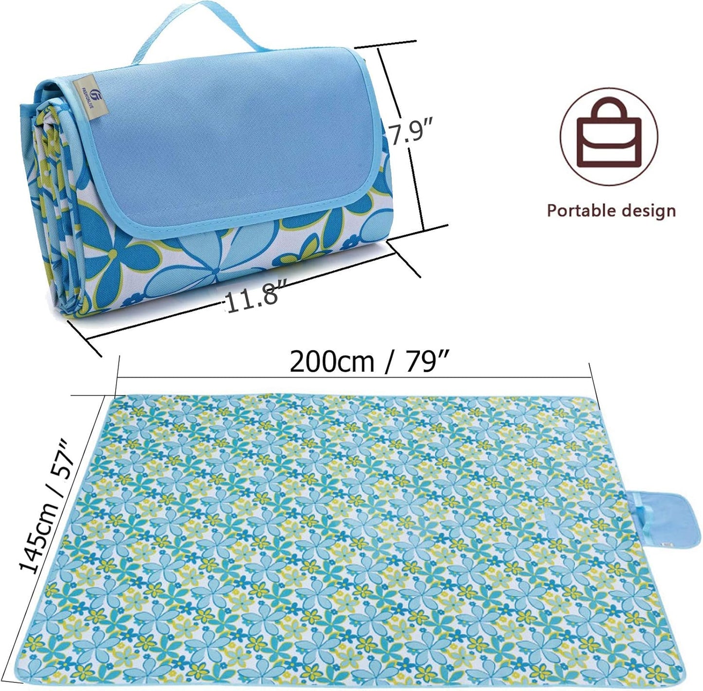 Picnic Blanket Beach Mat Extra Large Sandproof Waterproof Camping Blanket Portable Travel Blanket Play Mat for Outdoor Indoor Family Women Men Kids Beach BBQ Park Grass