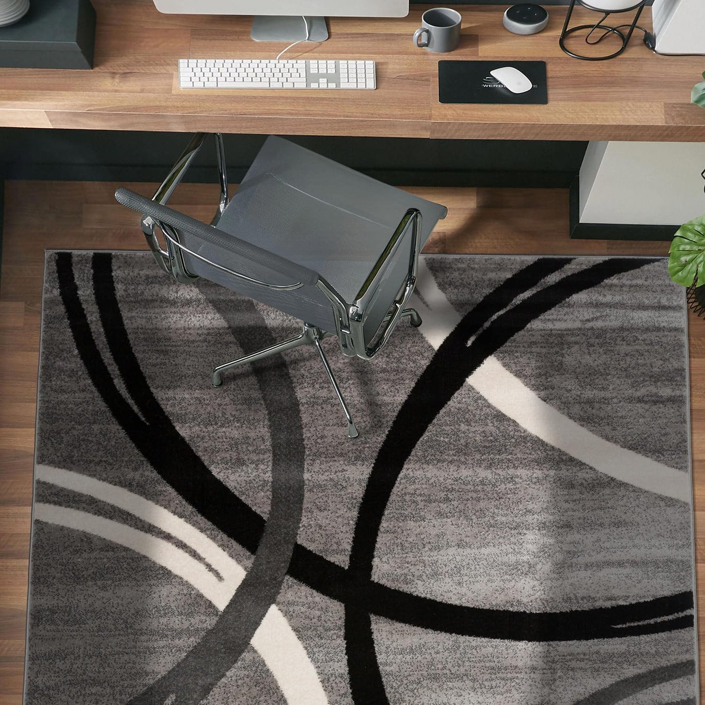 Rugshop Modern Wavy Circles Design Area Rug 4' x 6' Gray