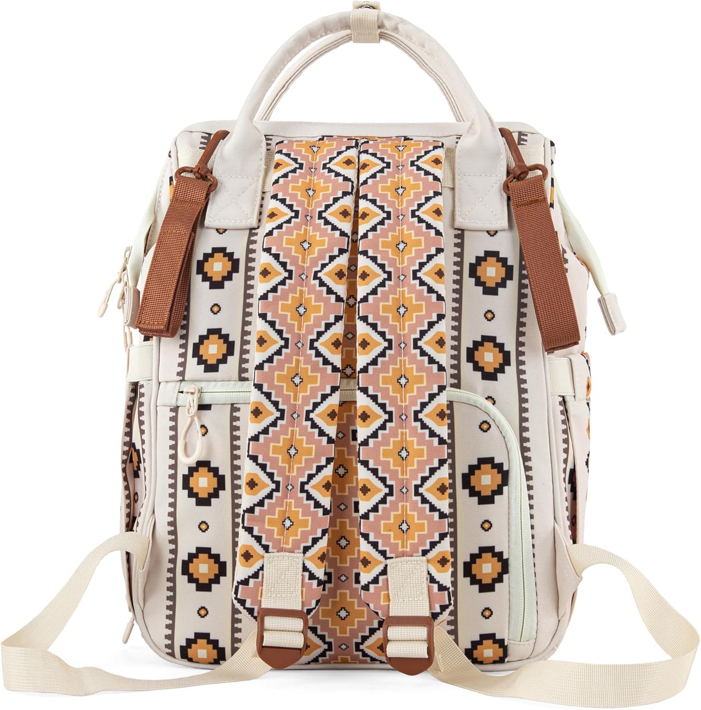 Wrangler Aztec Backpack Organized Daypack Travel Baby Bag with Stroller Strap and Side Bottle Pockets