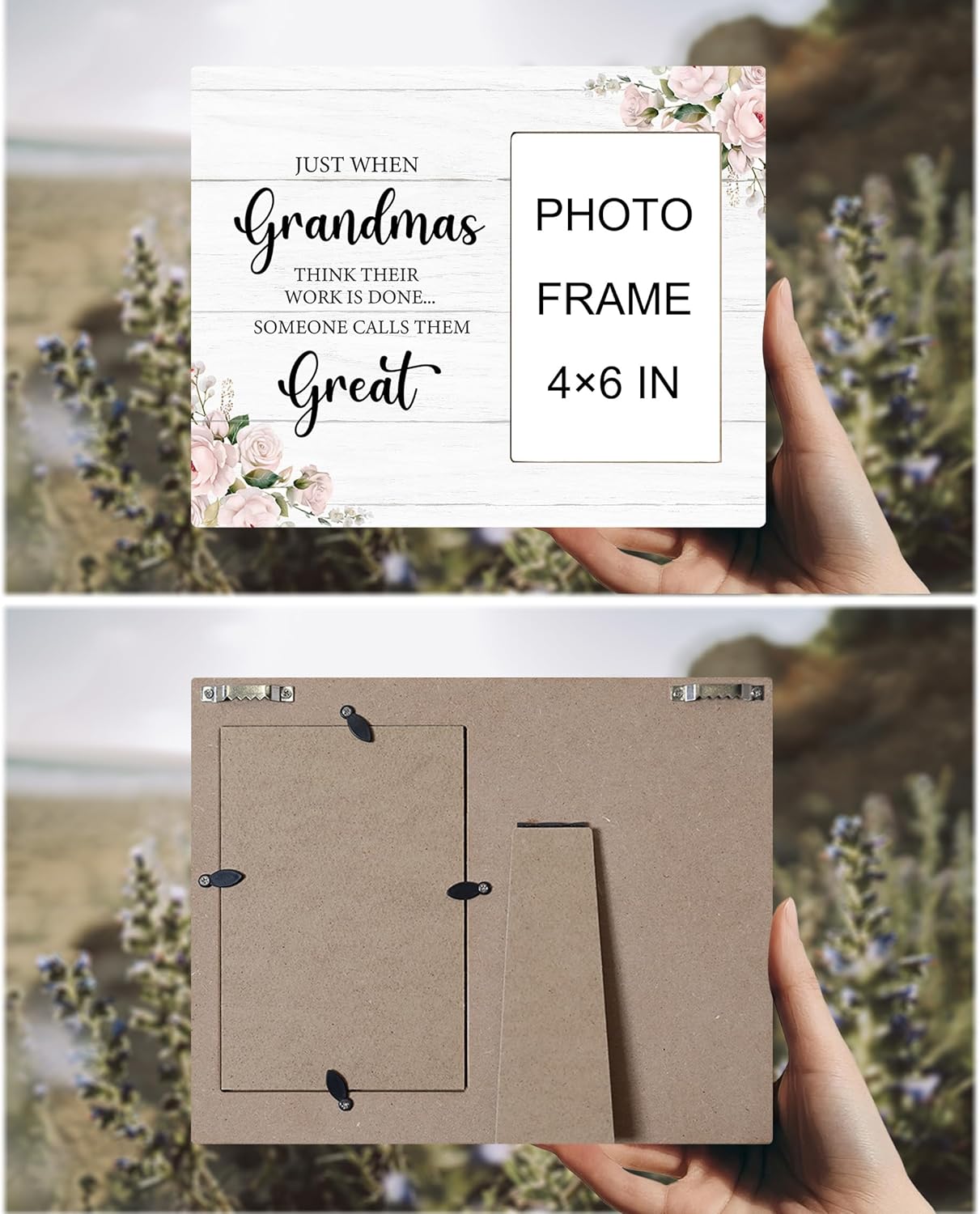 Great Grandma Picture Frame - Great Grandma Baby Announcement Gifts, Promoted to Great Grandma Gifts, Newborn Baby Wooden Frame for Tabletop or Wall Hanging 4x6 Photo