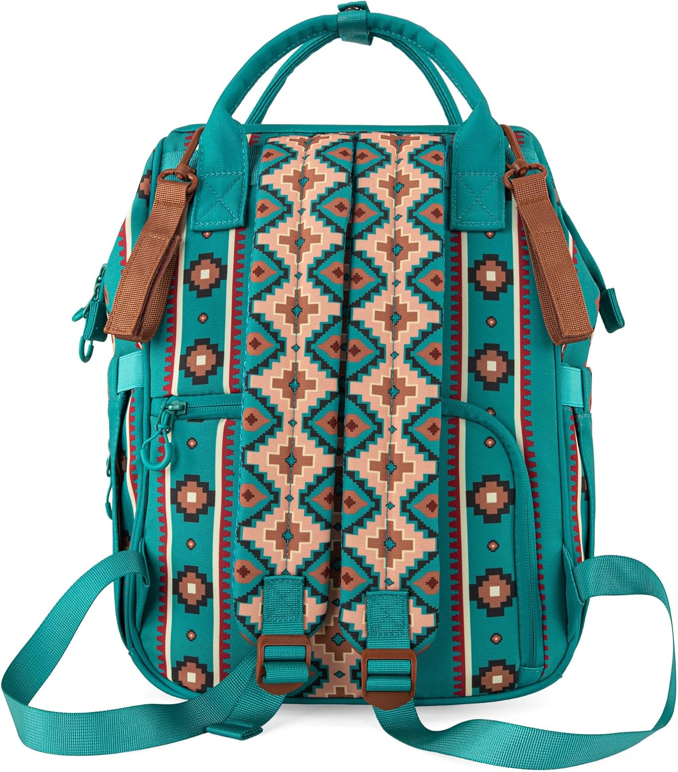 Wrangler Diaper Bag Backpack Aztec Travel Backpack Purses Western Multi-Function Baby Bags for Mom with Waterproof Insulated Pockets