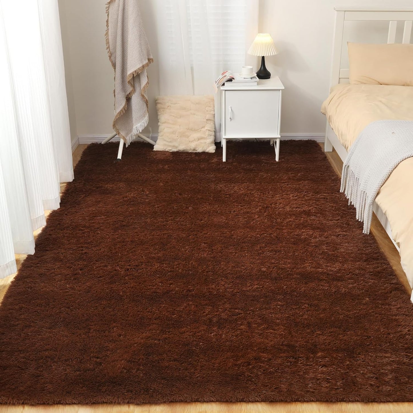 Luxury 4x6 Area Rug, Ultra Soft Rugs for Living Room, Plush Carpet Rugs for Bedroom, Non-Slip Indoor Rug for Nursery, Study Room, Playroom, Home Decor, Brown
