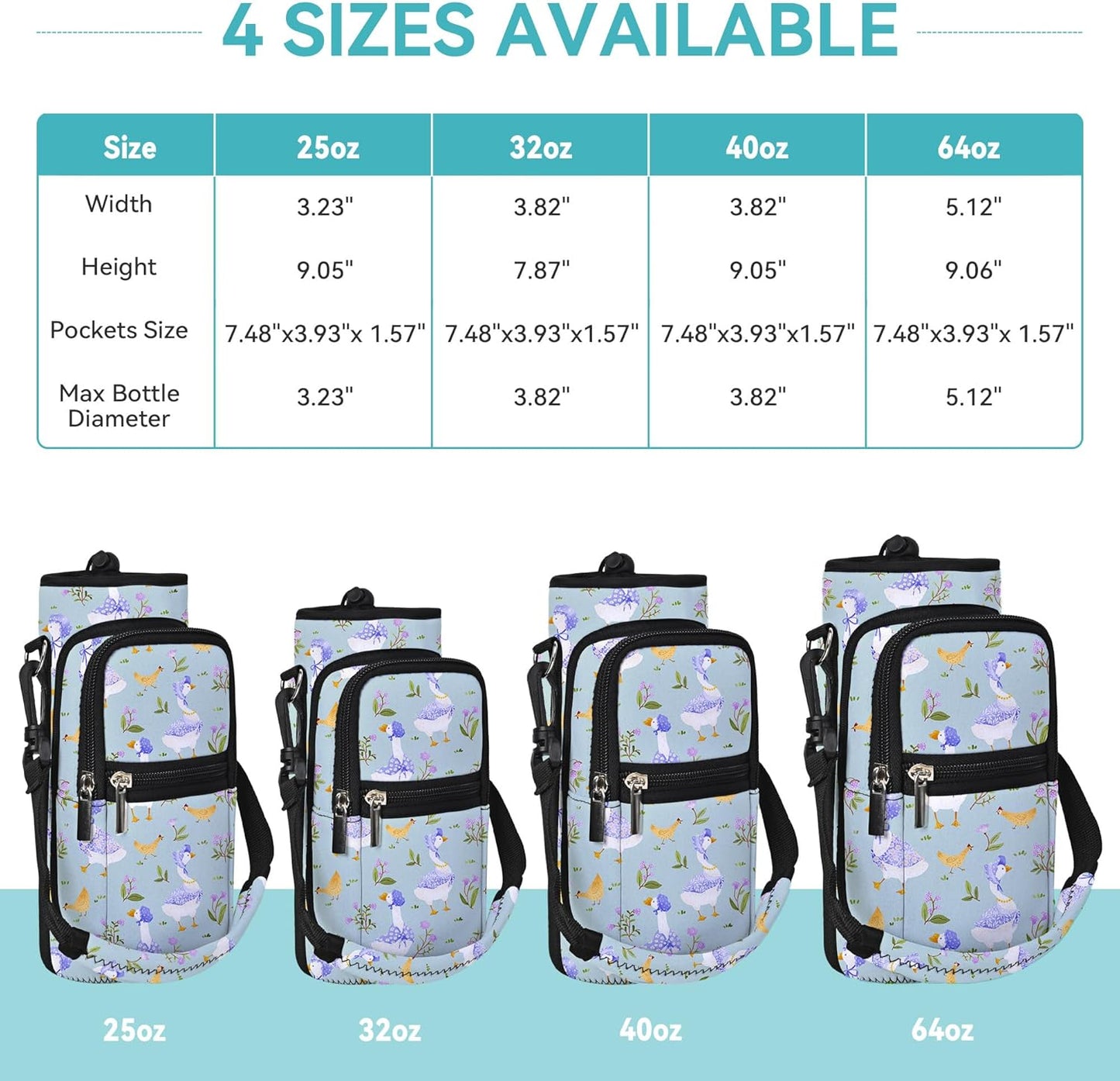 AUPET Water Bottle Sling Bag Sleeve Holder Carrier 25/32/40/64 oz,Insulated Crossbody Water Bottle Case Cover with Strap and Pockets for Men/Women Walking Hiking