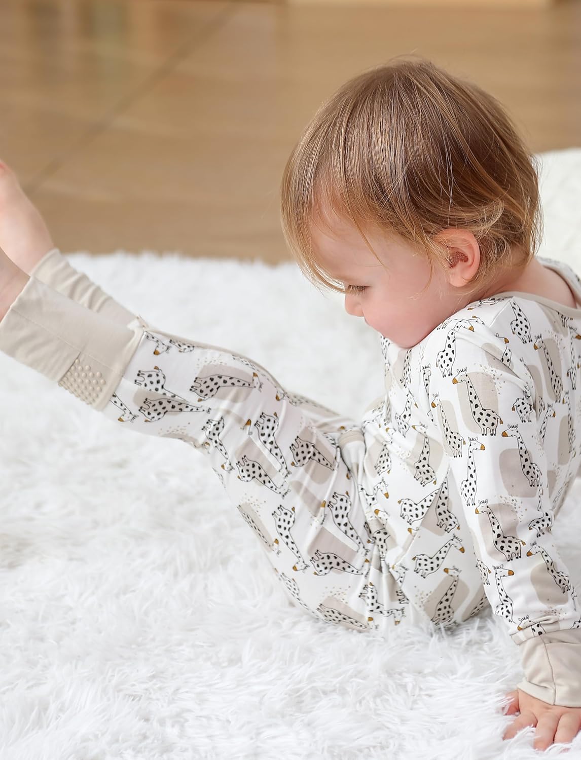 JunNeng 2Pcs Baby Rayon from Bamboo Sleeper with Mitten Cuffs, Footless Zipper Cozy Pjs, Non-Slip Soles Romper