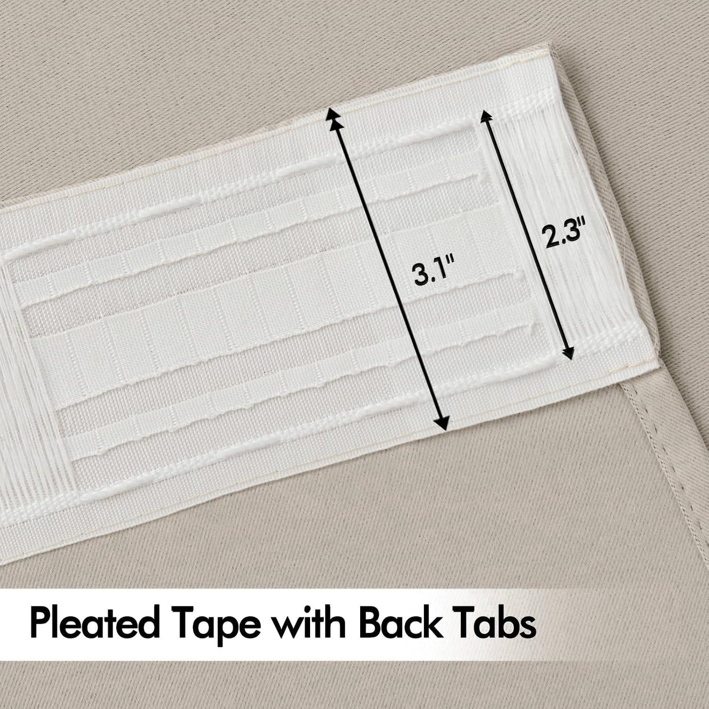 MIULEE Natural Back Tab Blackout Curtains 90 Inches Long 2 Panels Set for Living Room Bedroom Privacy, Rod Pocket/Pinch Pleat Thermal Insulated Room Darkening Pleated Light Blocking Drapes