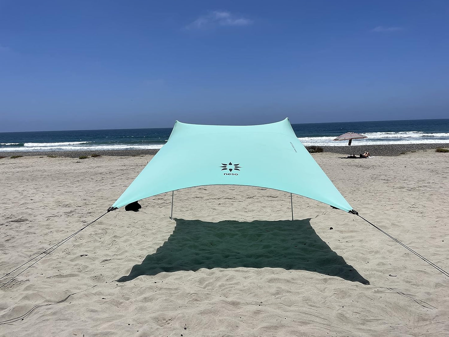 Neso Tents Beach Tent with Sand Anchor, Portable Canopy Sunshade - 7' x 7' - Patented Reinforced Corners (Seafoam)