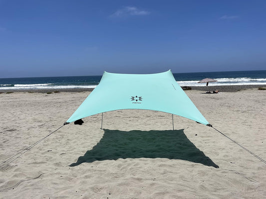 Neso Tents Beach Tent with Sand Anchor, Portable Canopy Sunshade - 7' x 7' - Patented Reinforced Corners (Seafoam)