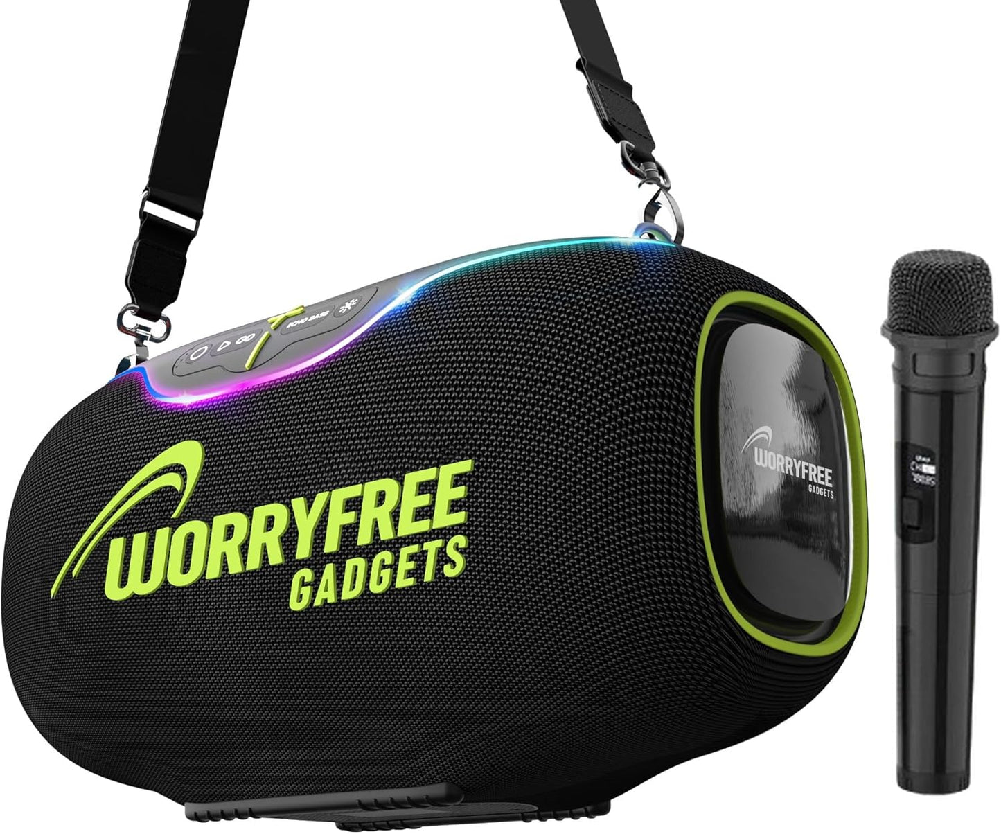 350W Wireless Bluetooth Speaker, RGB Lights, Mic with EQ & Volume Control, 10M Range (Black-A80)