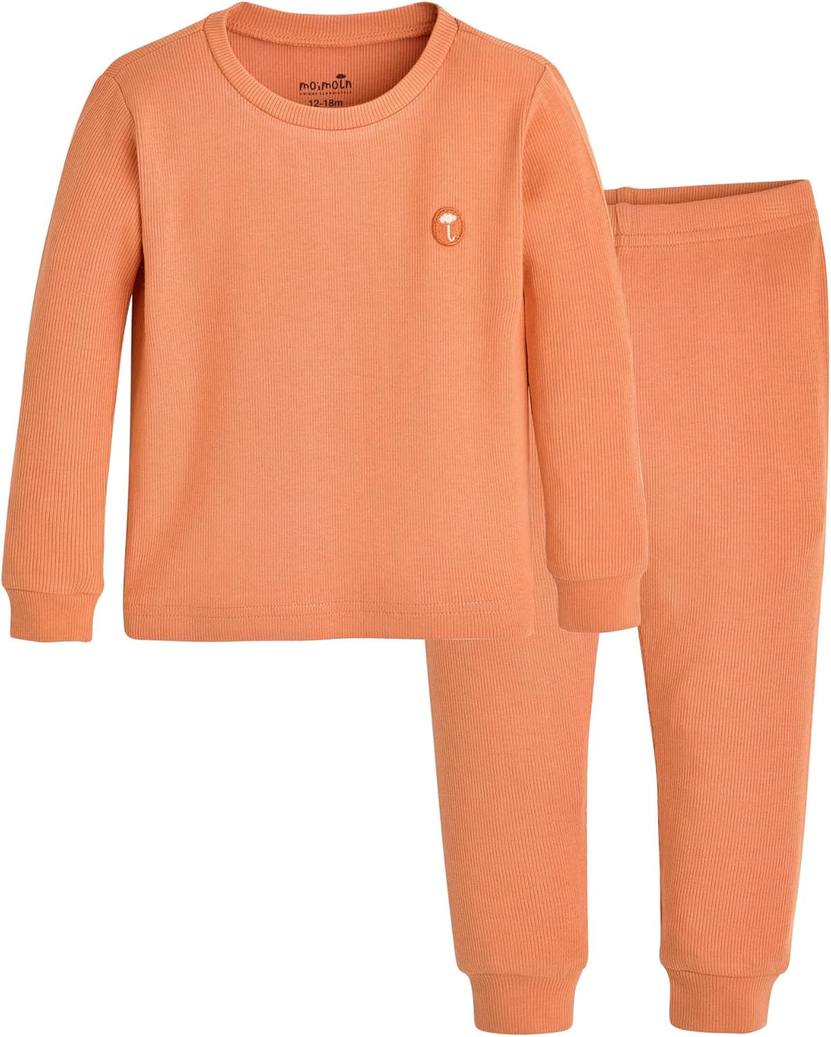 moimoln Pajamas Set 6M-5Y Solid Ribbed Unisex Baby & Toddler, Soft Viscose, Snug-Fit, Everyday Sleepwear