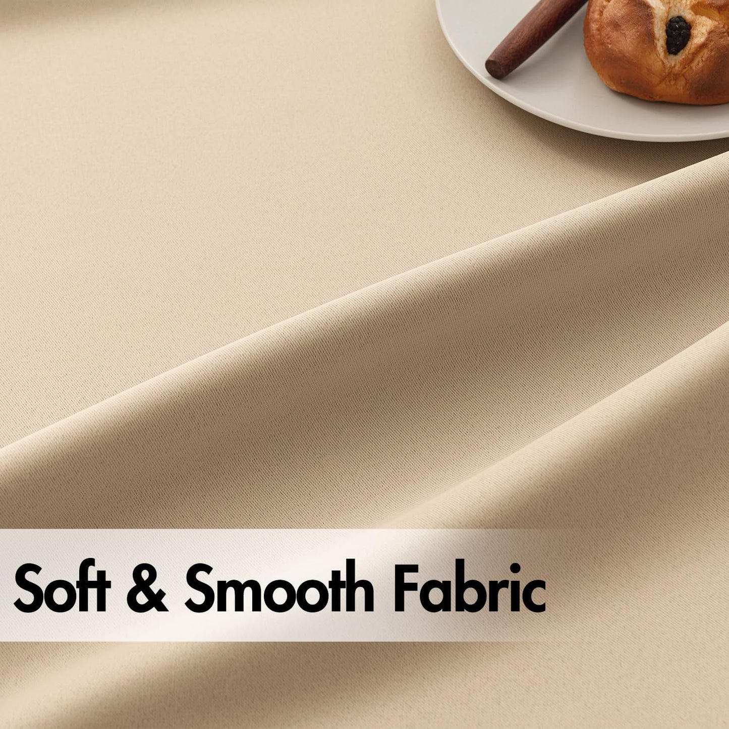 ANRODUO Back Tab Blackout Curtains for Bedroom Living Room, Rod Pocket Pinch Pleated Thermal Insulated Room Darkening Curtains 84 Inches Long 2 Panels, Beige, 42 x 84 Inch