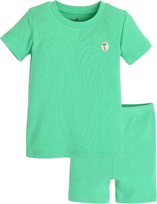 moimoln Pajamas Set 6M-5Y Solid Ribbed Unisex Baby & Toddler, Soft Viscose, Snug-Fit, Everyday Sleepwear
