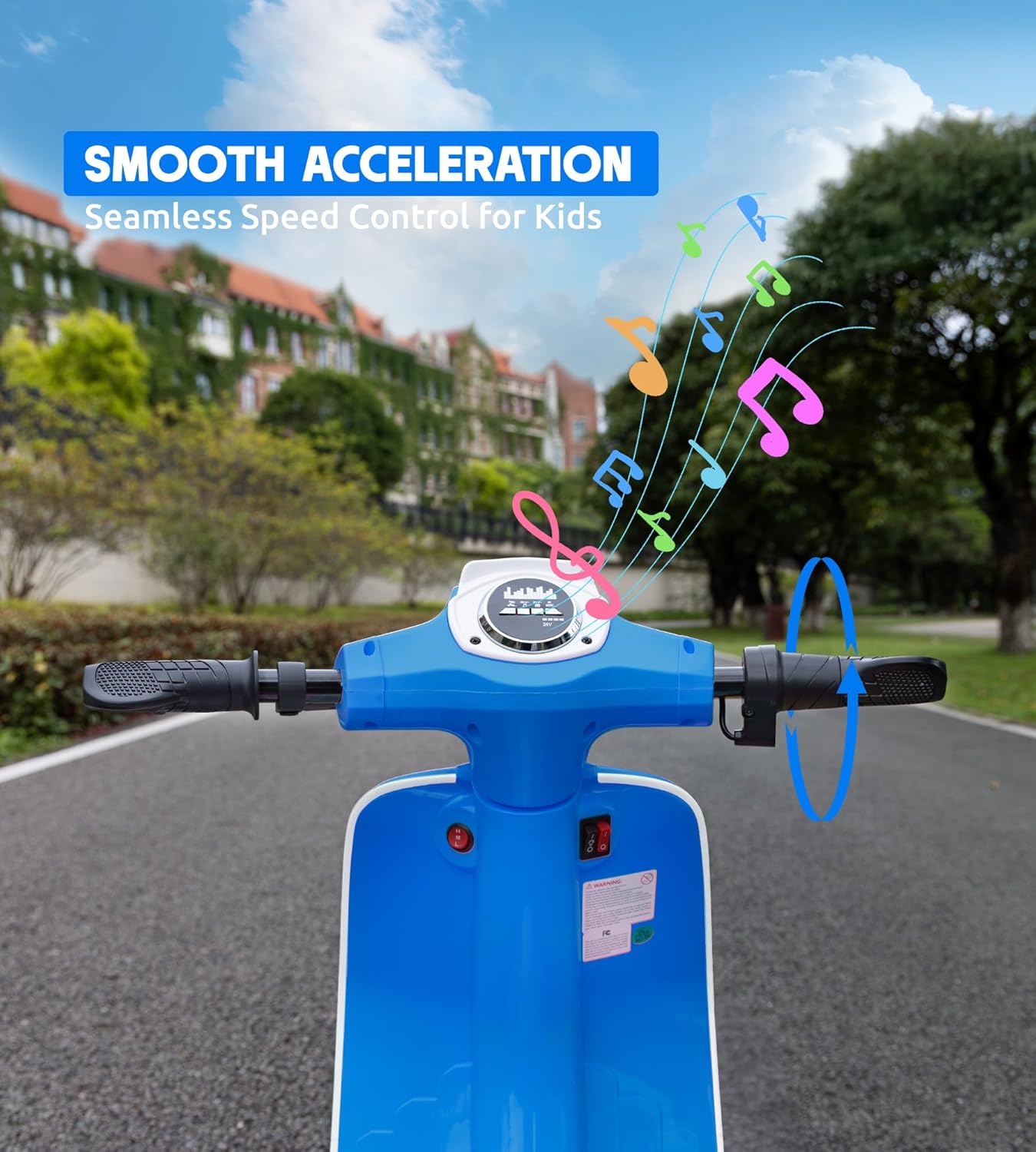 Kids Motorcycle, 2 Wheel Electric Motorcycle for Boys Ages 8-14, 24V Ride on Toys with Music, Story, Headlight, 3 Speed Options, Up to 60min Ride Time, for Riders up to 143 lbs, Easy Assemble