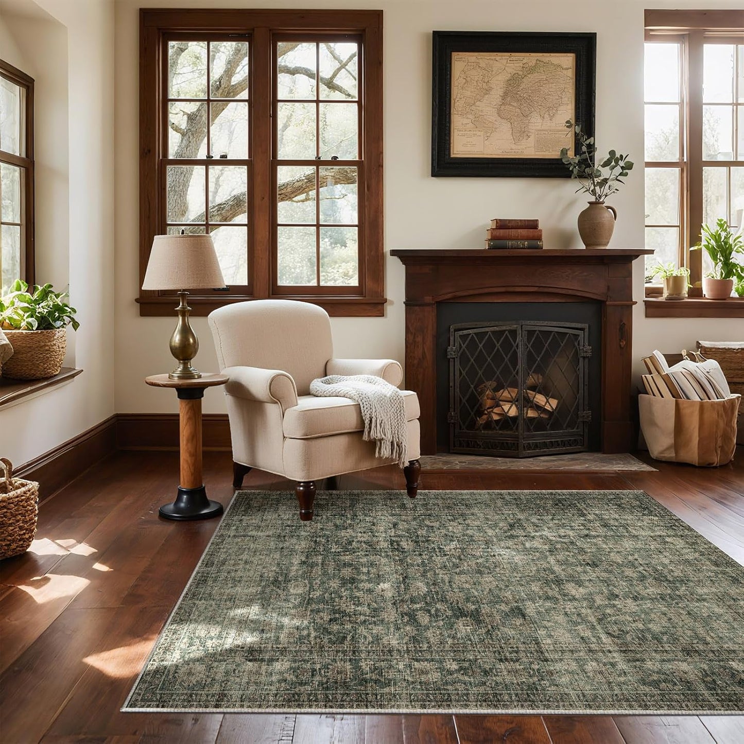 Machine Washable Throw Rugs for Entryway: Door Mat Indoor Entrance 4x6 Rug Boho Small Area Rug Non-Slip Low Pile Kitchen Rug for Front Door Indoor Entrance Entry Kids Room