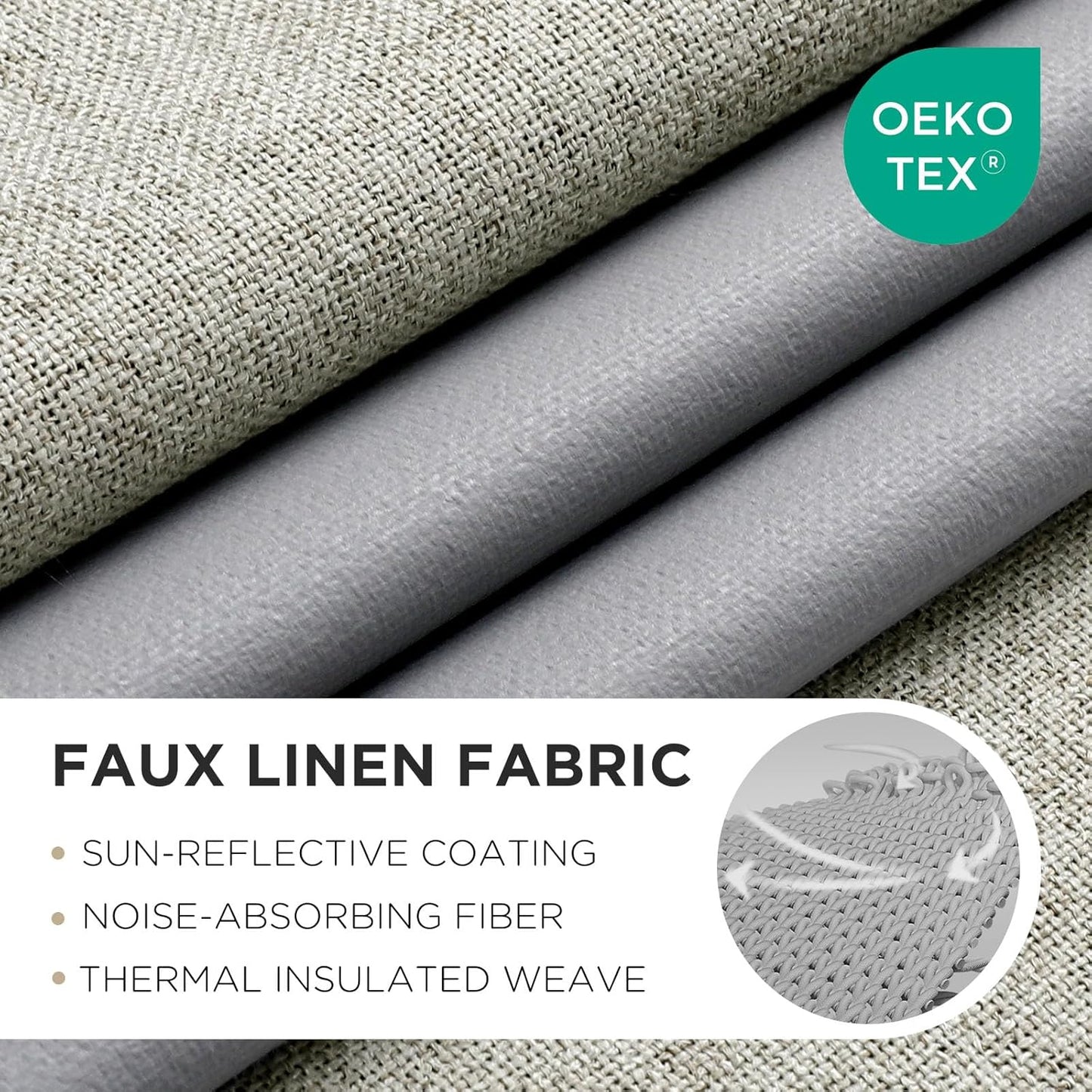 Joydeco Blackout Curtains 72 Inches Long 2 Panels Burg, Room Darkening Curtains for Bedroom, 100% Black Out Textured Thermal Drapes Privacy Protection 2 Panels Set(W52 x L72 Inch, Light Beige)