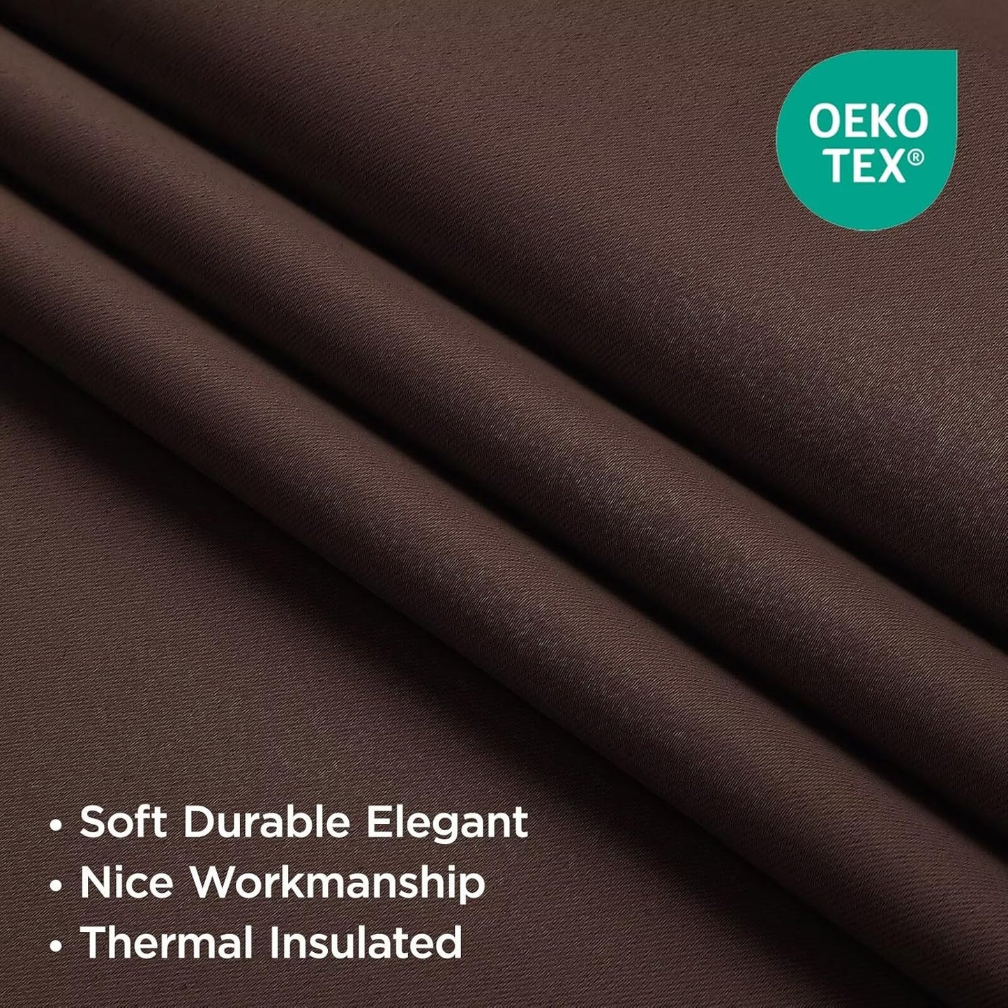 Joydeco 90 Inch Blackout Curtains for Bedroom, Thermal Insulated Curtains 90 Inches Long, Room Darkening Drapes for Living Room Window Rod Pocket Back Tab (W52 x L90 Inch, Chocolate)