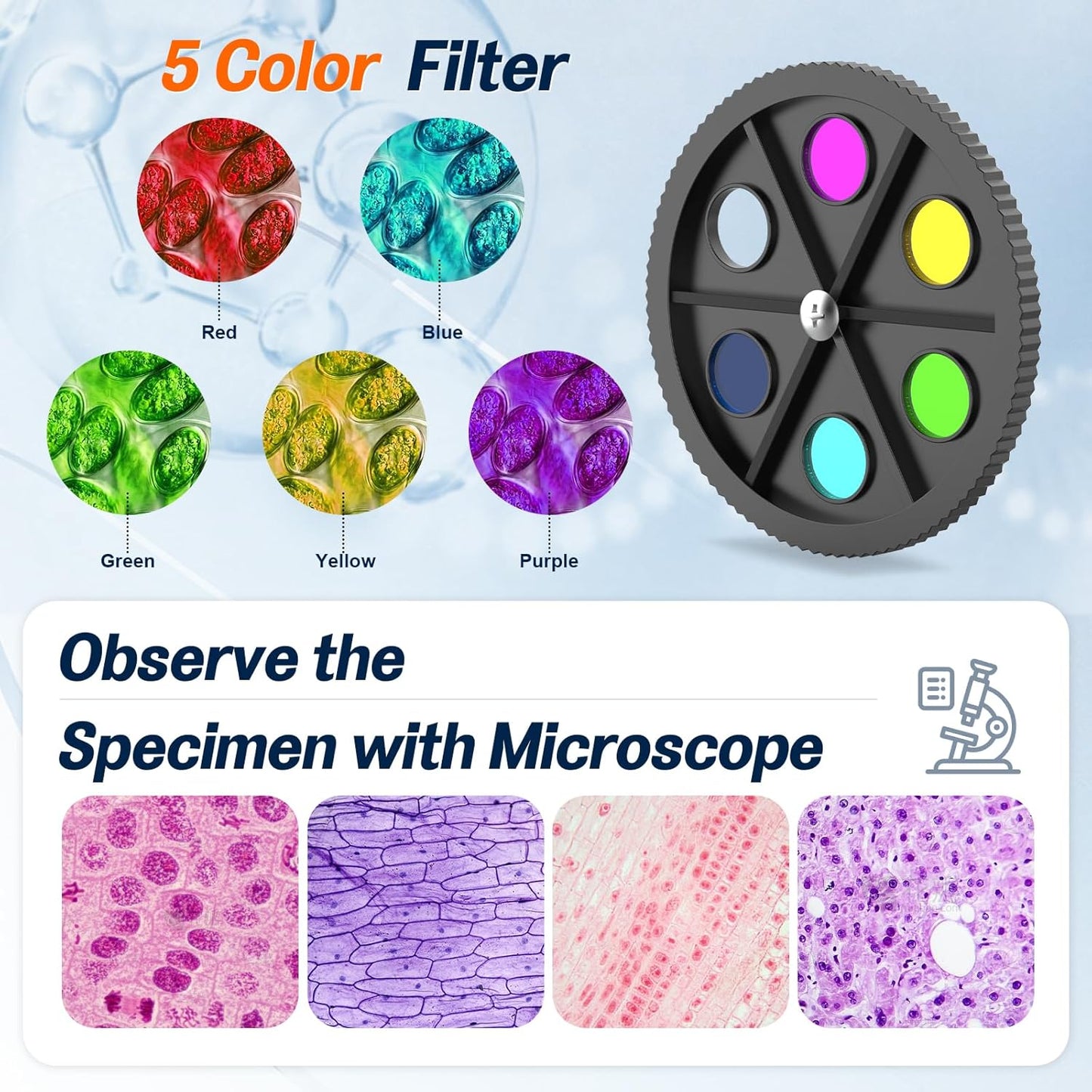 Microscope for Adults and Kids - 40X-2000X Monocular Microscopes with Slides Set, Dual Led Light, Phone Adapter, Professional Biological Optical Microscopes for Students School Home Education