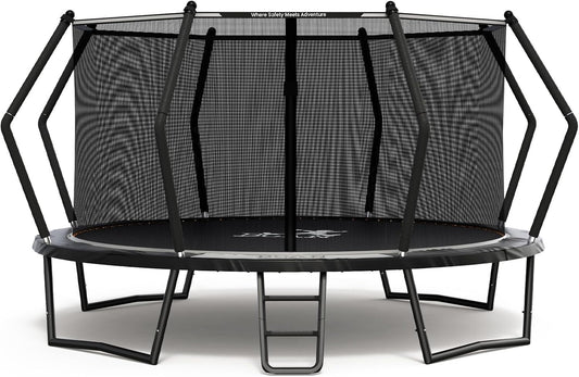 BCAN 8FT 10FT 12FT 14FT 15FT 16FT Recreational Trampoline with Enclosure for Kids Adults, ASTM Approved, Outdoor Trampolines with Ladder for Kids