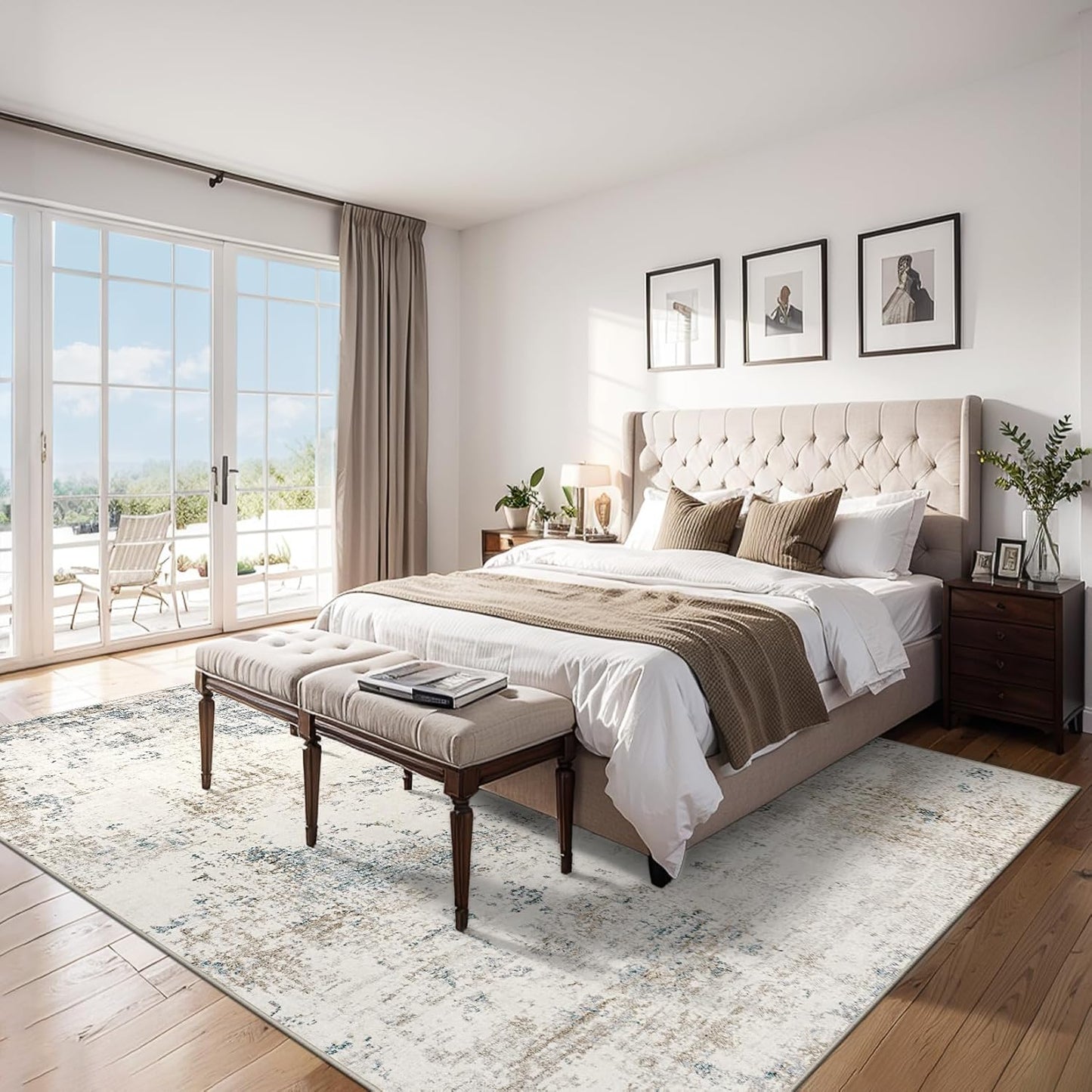 Area Rugs 10x14 Living Room - Washable Rug Modern Abstract Soft Large Neutral Non-Slip Carpet Indoor Floor Thin Carpets for Bedroom Dining Room Farmhouse Nursery Home Office Multi