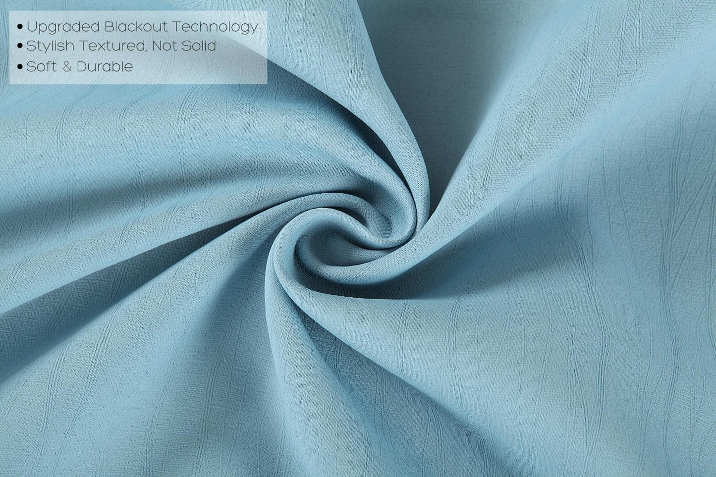 MIUCO Blackout Curtains Room Darkening Curtains Textured Grommet Panels for Living Room 2 Panels 52x84 Inch Long Sky Blue