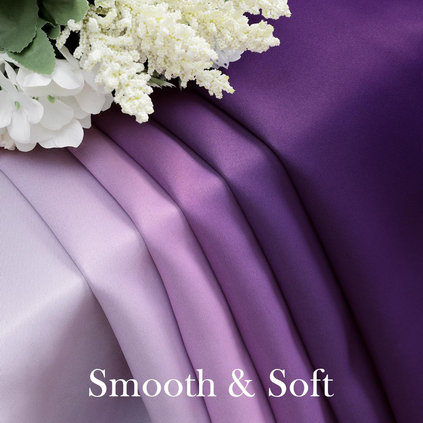 HOMEIDEAS Purple Ombre Blackout Curtains 52 X 63 Inch Length Gradient Room Darkening Thermal Insulated Energy Saving Grommet 2 Panels Window Drapes for Living Room, Bedroom