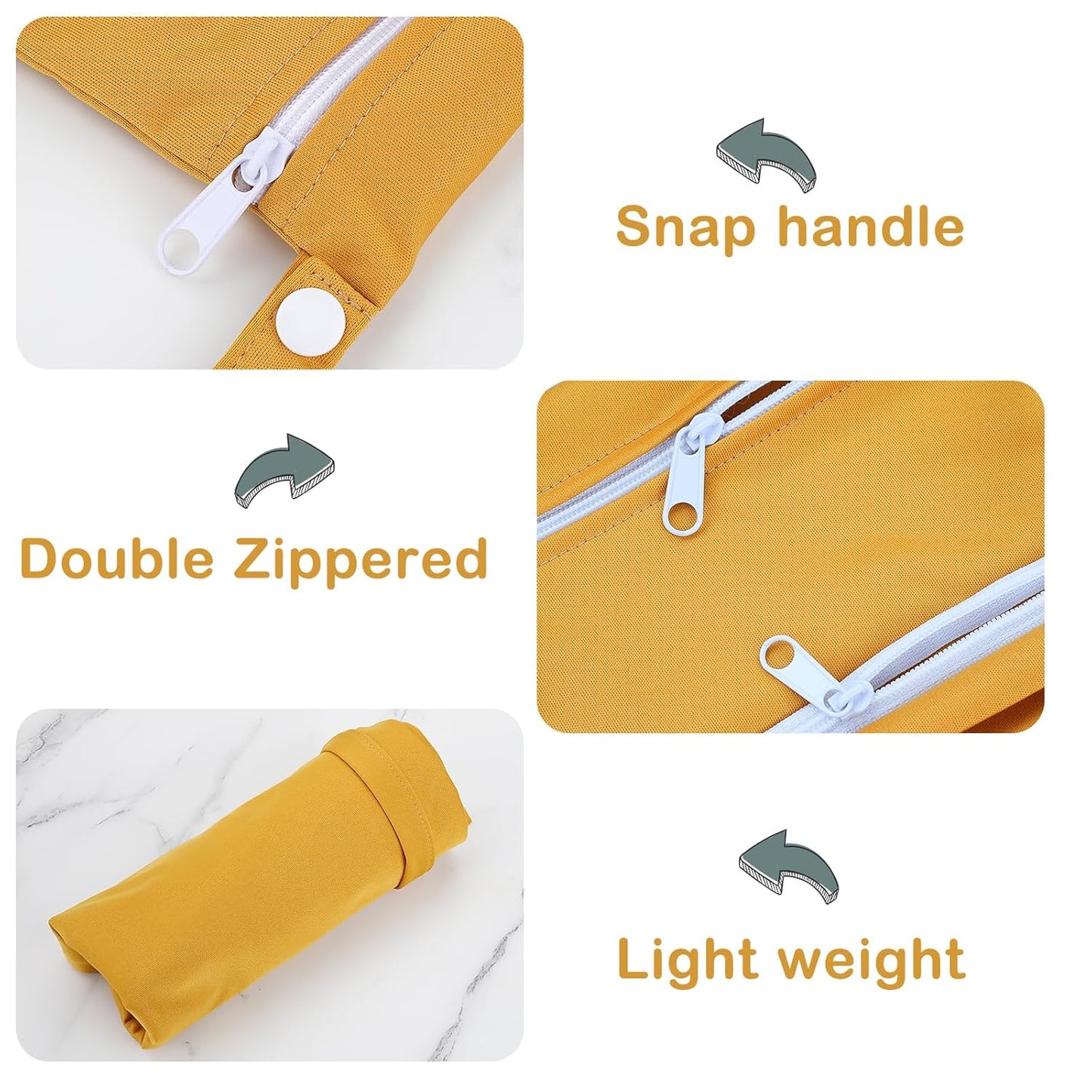 Angel Love Wet Bags, 2 Pack Baby Cloth Diaper Wet/Dry Bags with Two Zippered Pockets, Travel, Beach, Pool, Gym Bag for Swimsuits or Wet Clothes, Waterproof Washable Reusable, L216217