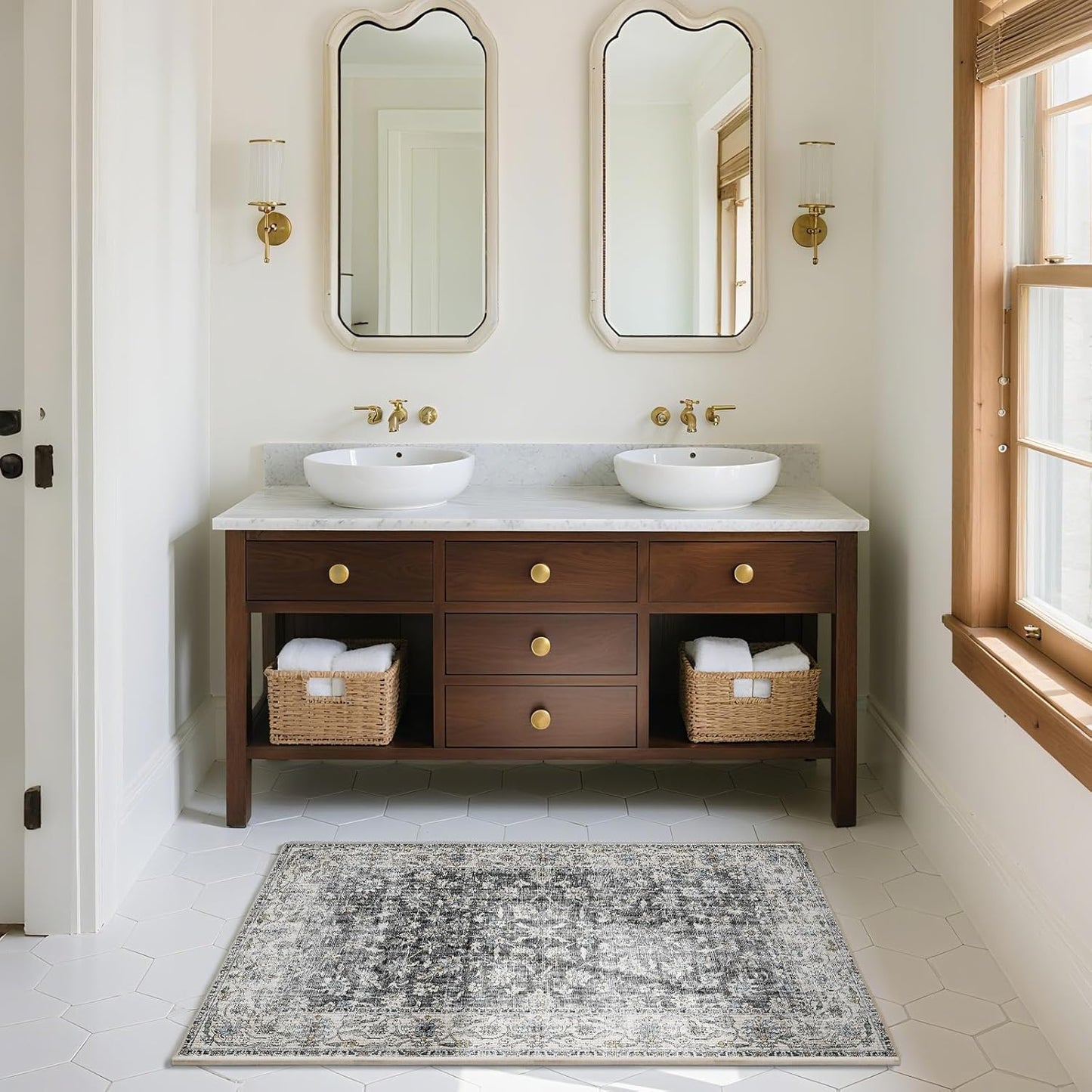 Washable Small Area Rugs for Entryway: Door Mat Indoor Entrance 2x3 Throw Rug Stain Resistant Non-Slip Low Pile Soft Carpets for Kitchen Front Door Indoor Entrance Entry Bedroom