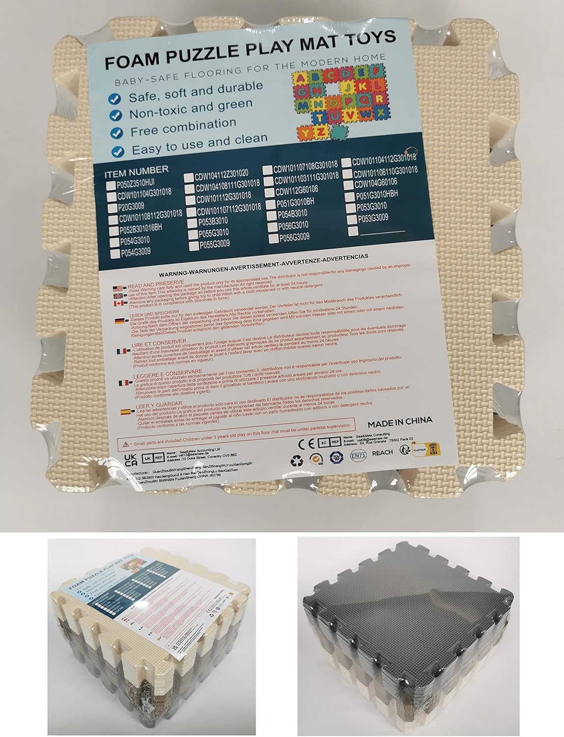 MQIAOHAM® 18 Pieces Puzzle Play Mats, Soft Baby Play Mat, Kids Interlocking Foam Floor Tiles, Toddlers Carpet Playmats G301018-108