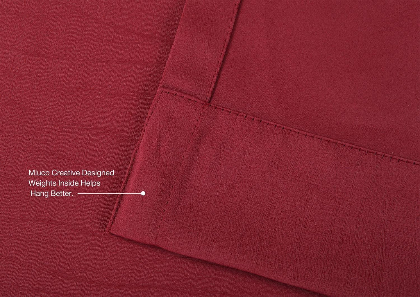 MIUCO Room Darkening Textured Blackout Curtains for Living Room 2 Panels 52x63 Inch Long Burgundy
