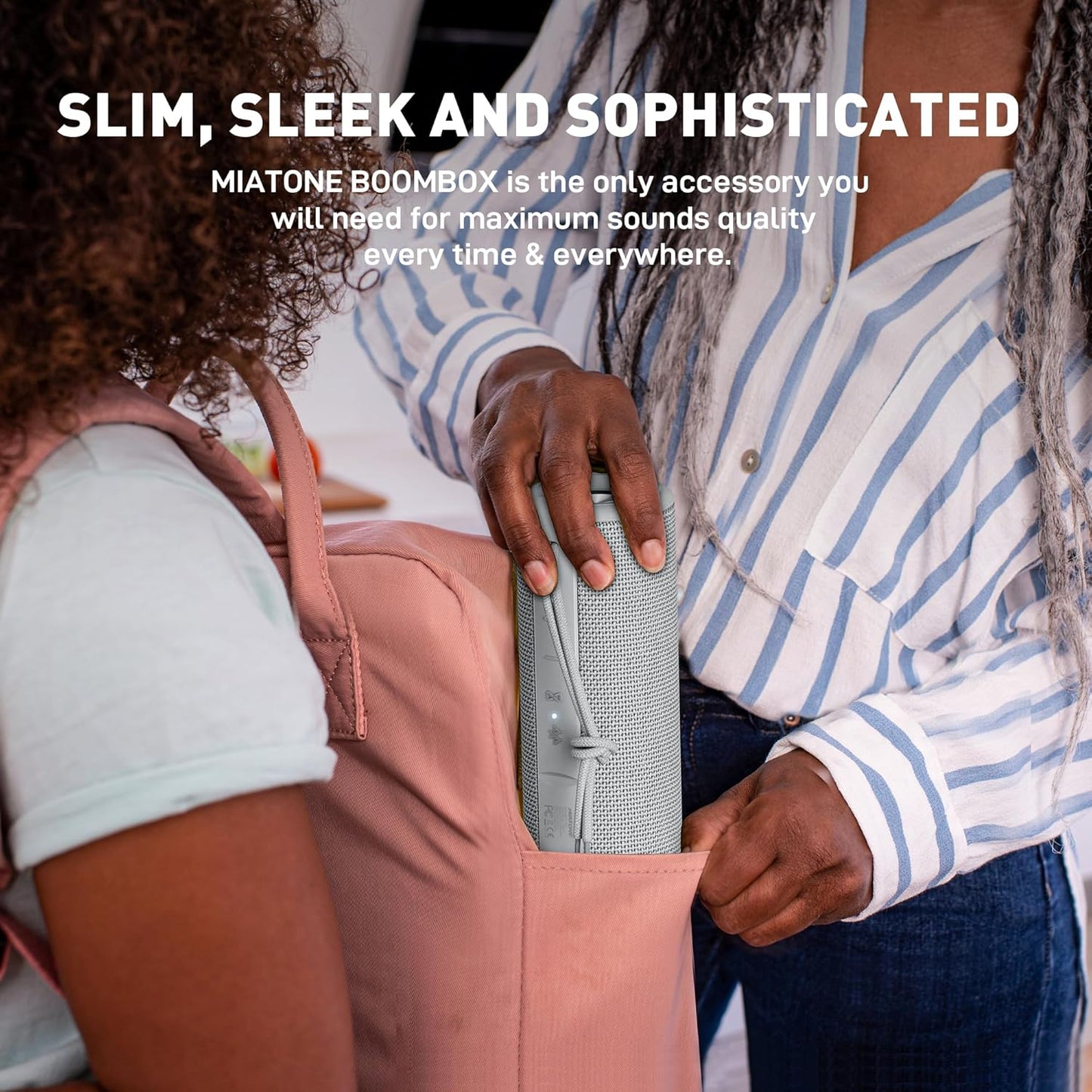 MIATONE Boombox Portable Bluetooth Speaker Wireless Outdoor Waterproof Speaker - Grey