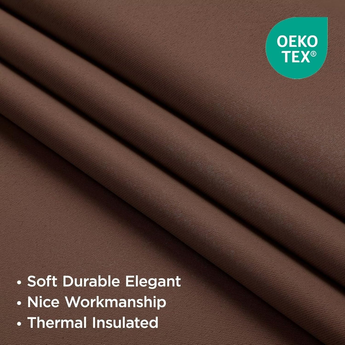 Joydeco Blackout Curtains 108 Inches Long, Thermal Insulated Black Out Curtains 2 Panels Set, Room Darkening Drapes for Living Room Window Rod Pocket Back Tab (W52 x L108 Inch, Brown)