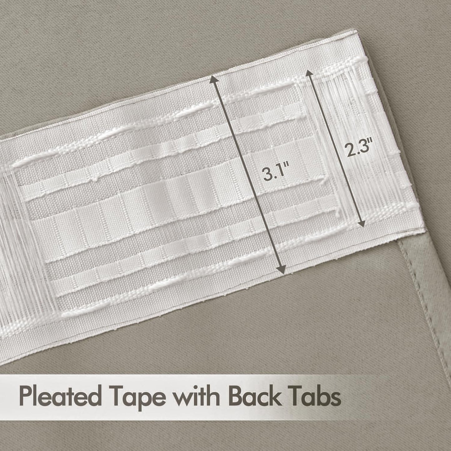 MIULEE Stone Back Tab Blackout Curtain 96 Inch Long 2 Panels Set for Bedroom, Rod Pocket/Pinch Pleat Thermal Insulated Living Room Darkening Pleated Light Blocking Floor to Ceiling Drape