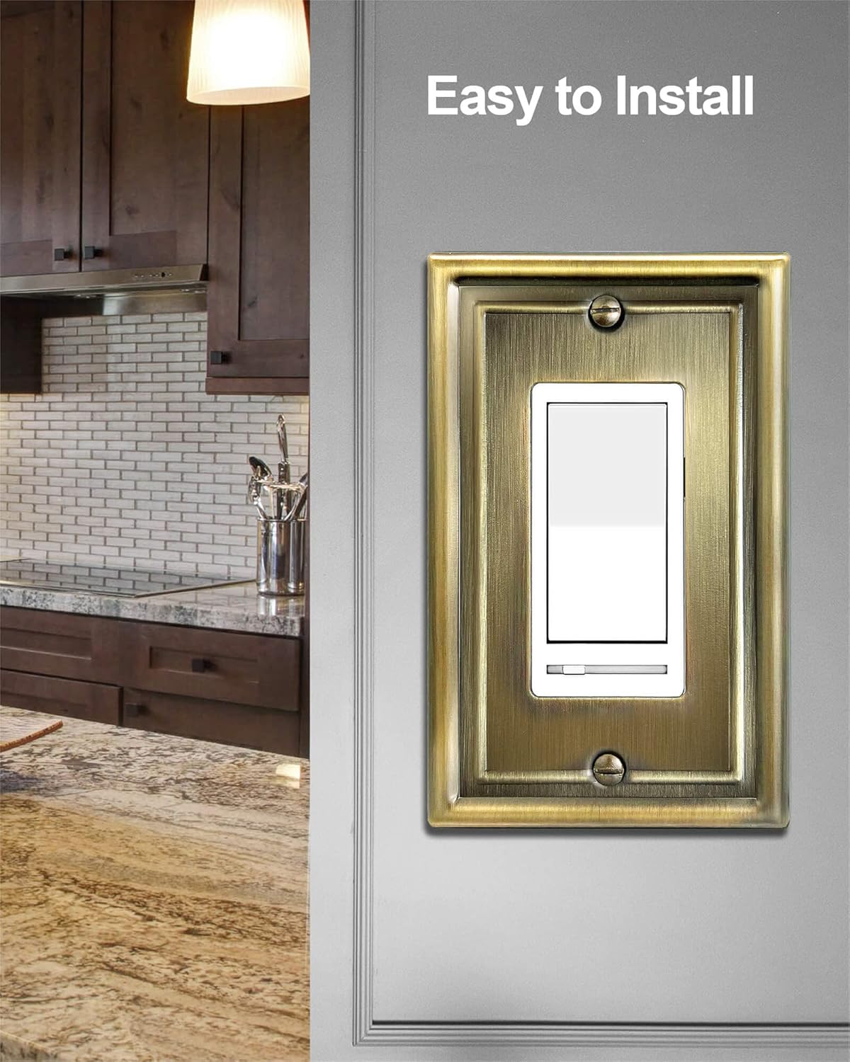 2-Pack Antique Brass Decorator Wall Plate, Electrical Outlet Cover for Dimmer Switch, GFCI Outlet and Receptacal, Metal Light Switch Cover, 3.15''*4.88'', Midsize