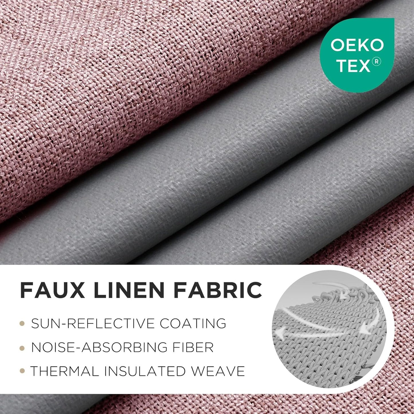 Joydeco Blackout Curtains 120 Inches Long 2 Panels Burg, Room Darkening Curtains for Bedroom, 100% Black Out Textured Thermal Drapes Privacy Protection 2 Panels Set(W52 x L120 Inch, Pink)