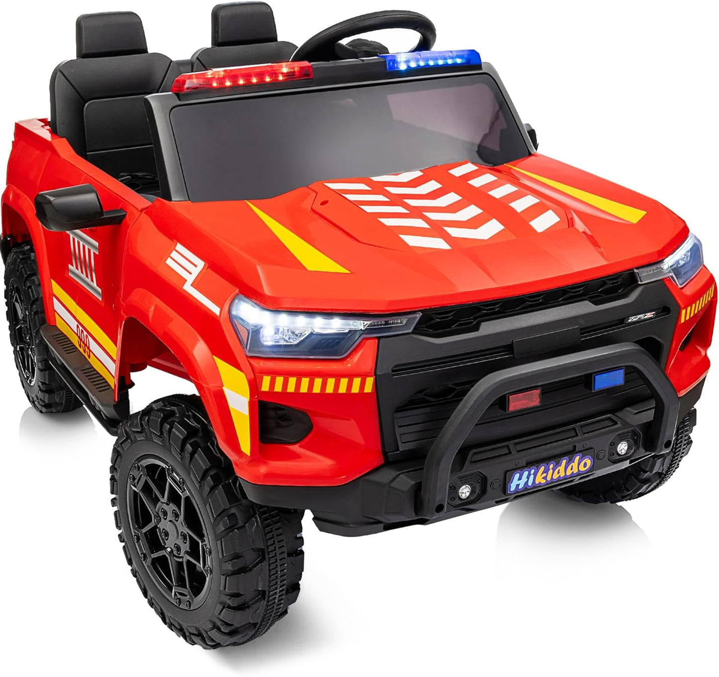 24V 10Ah Electric Police Car Ride on Toy for Big Kids, 4WD 2 Seater Kids Ride on Car SUV w/Remote Control, 4x200W Motors - Red