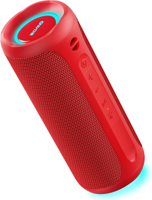 SOWO Portable Bluetooth Speaker, Waterproof IPX7, 25W Loud Wirelss Speaker with Big Audio and Punchy Bass, Outdoor Bluetooth for Party, Beach, Travel, Girls Gifts - Red