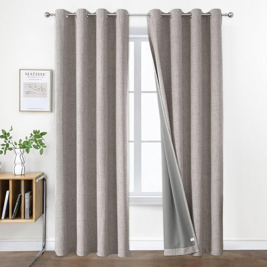 Joydeco Blackout Room Divider Curtains, Extra Wide Sliding Door Drapes Living Room Curtains, Greyish White 1 Panel 100W x 90L Inch Patio Door Drapes for Room Privacy