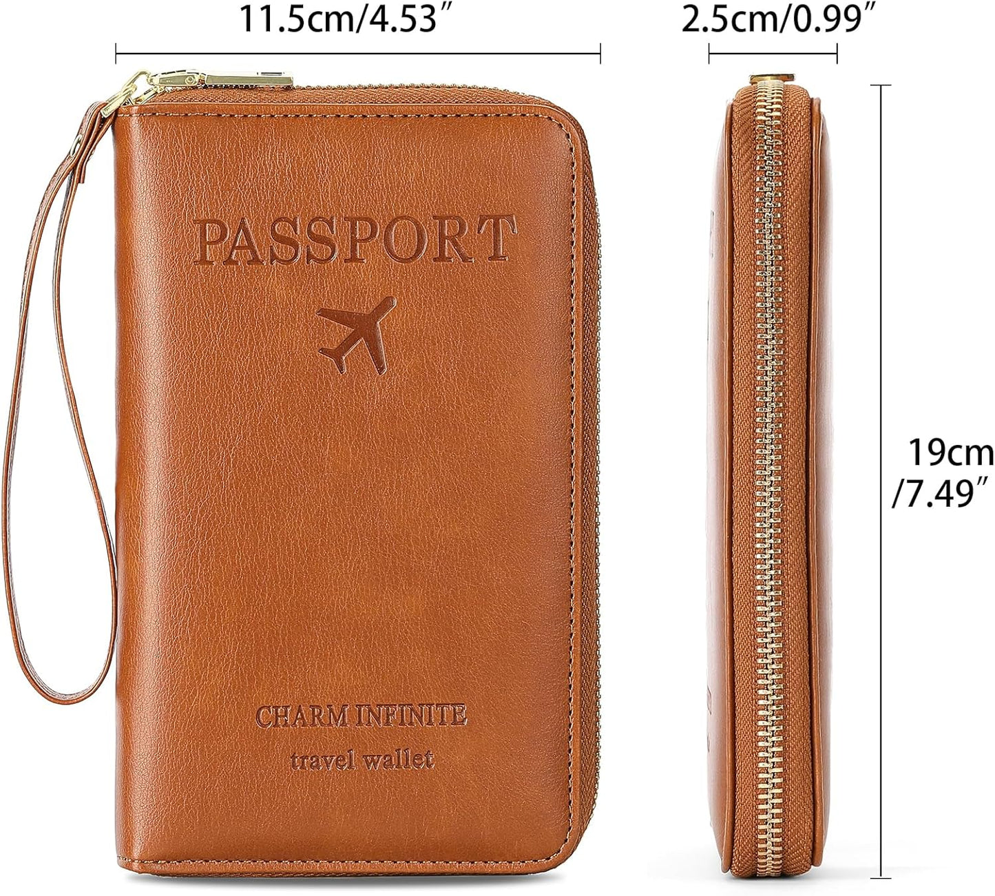 Leather RFID Blocking Passport Holder Travel Wallet, Passport Cover/Travel Wallet for Women/Men with