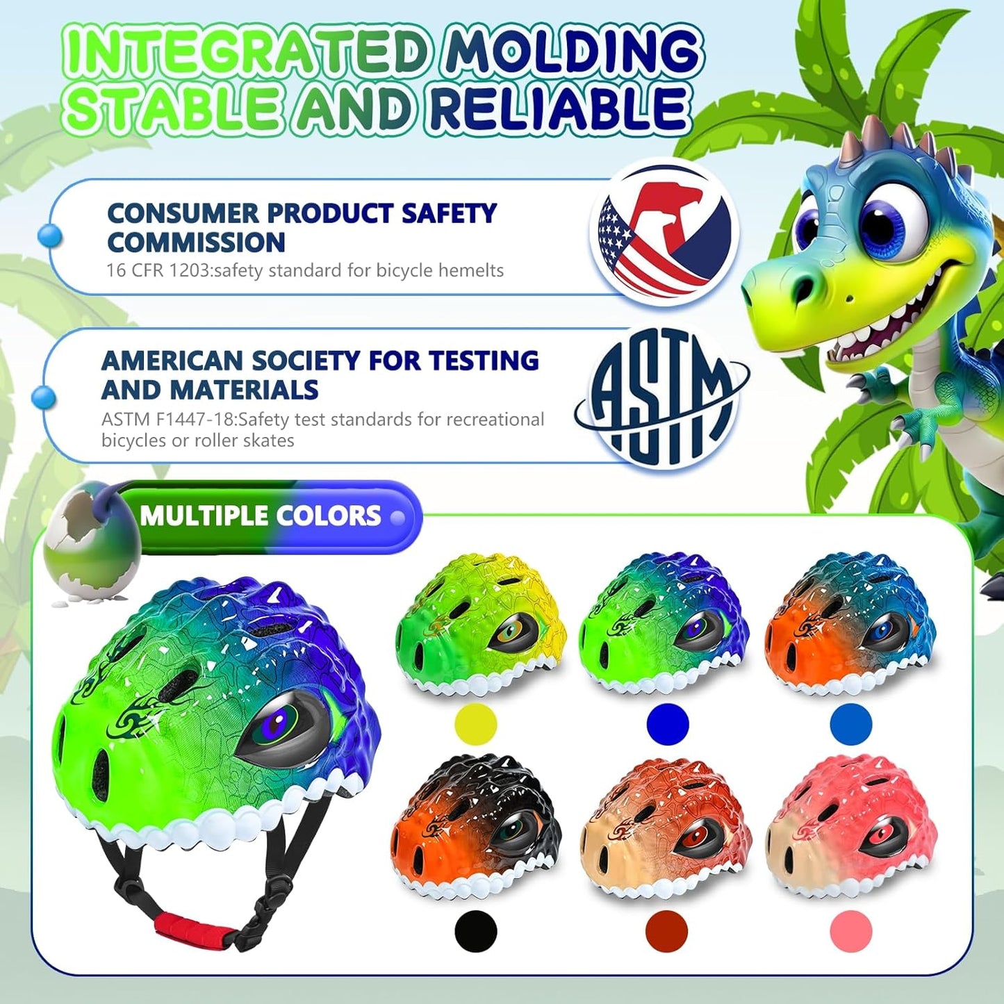 Toddler/Kids Bike Helmet Set for Boys Girls 3D Adjustable Kids Helmet Protective Gear Set Knee Elbow Wrist Pads and Multi-Sports Skateboard Scooter Cycling Roller Balance Bike