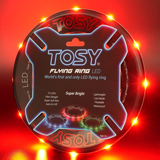 TOSY Flying Ring - 16 Million Color RGB or 12 LEDs, Super Bright, Lost Mode, Auto Light Up, Camping Essentials for Kids/Teens/Boy/Girl, Safe & Soft, Waterproof, Pool/Beach Games, Lightweight Toy