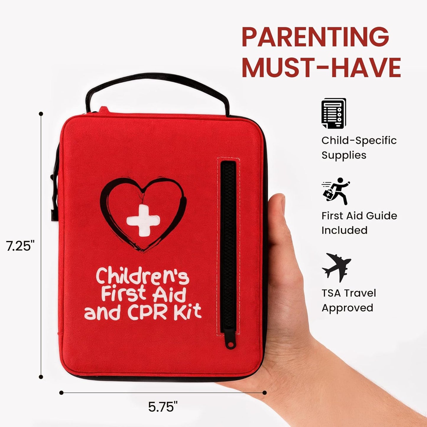 Portable First Aid Kit for Kids with CPR Shield - Ideal for Home, Car, School, Camping, and as a Travel First aid kit. Latex-Free Bandages – Children First Aid Guide by The Life Safety Pro