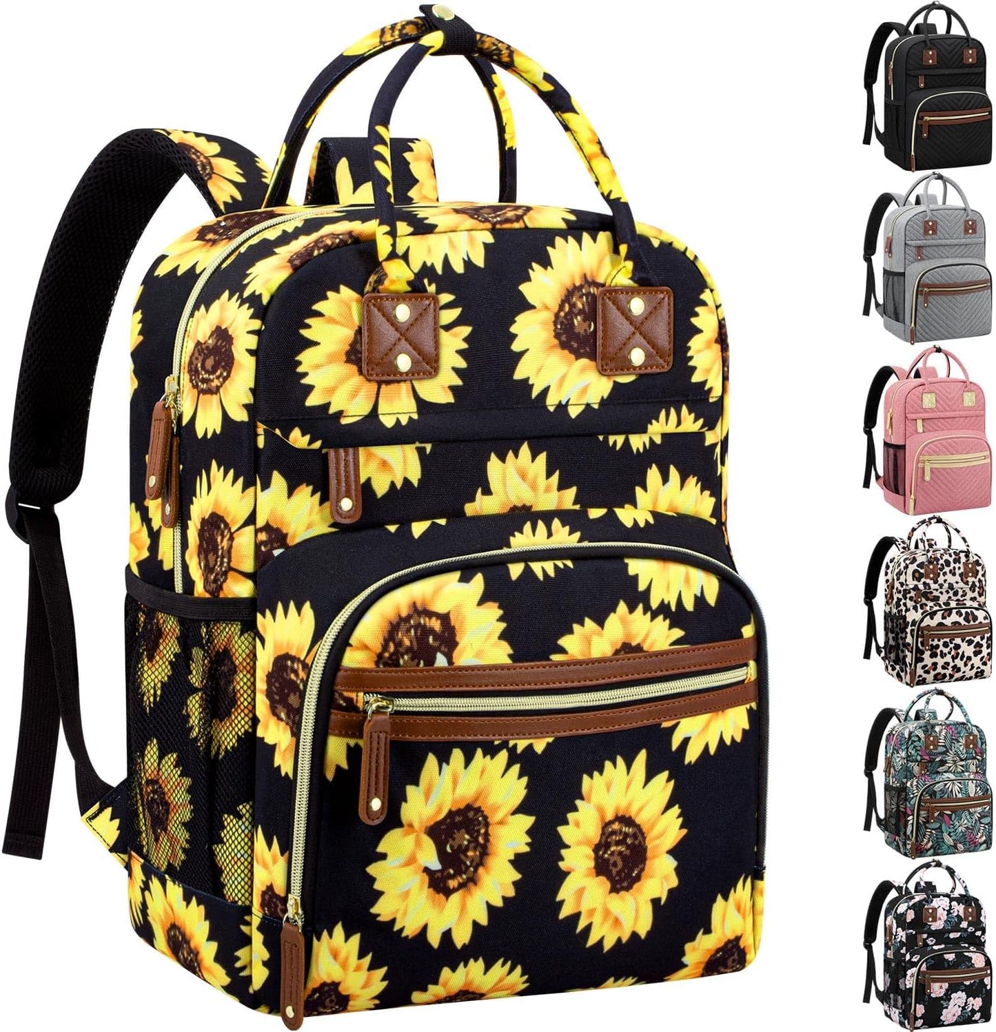 Diaper Backpack Tote Large Capacity, Baby Bag with Insulated Pockets Multifunctional Diaper Bags For Baby Girl Boy Women Waterproof Bags Mama Maternity Bag Sunflower
