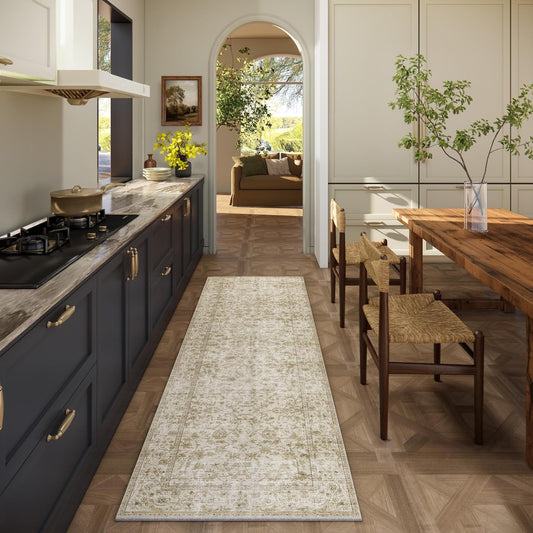 Washable Kitchen Rug Runners for Hallways: 2'x6' Bedroom Runner Rug Non Slip Low-Pile Stain Resistant Soft Carpet Runner for Indoor Entryway Hallways Kitchen Laundry Room Beside Farmhouse