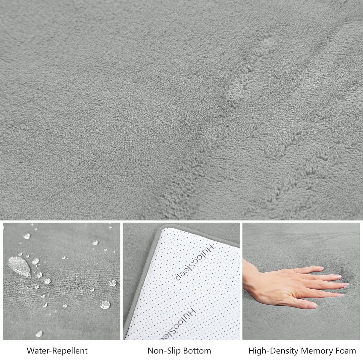 Baby Play Mat for Floor,Extra Large 59"×71" Tummy Time Mat,Thicker Memory Foam Mat for Toddler,Infant,Kid,Water Repellent Ultra Soft Coral Velvet,Non-Slip Backing Safe for Crawling(Light Grey)