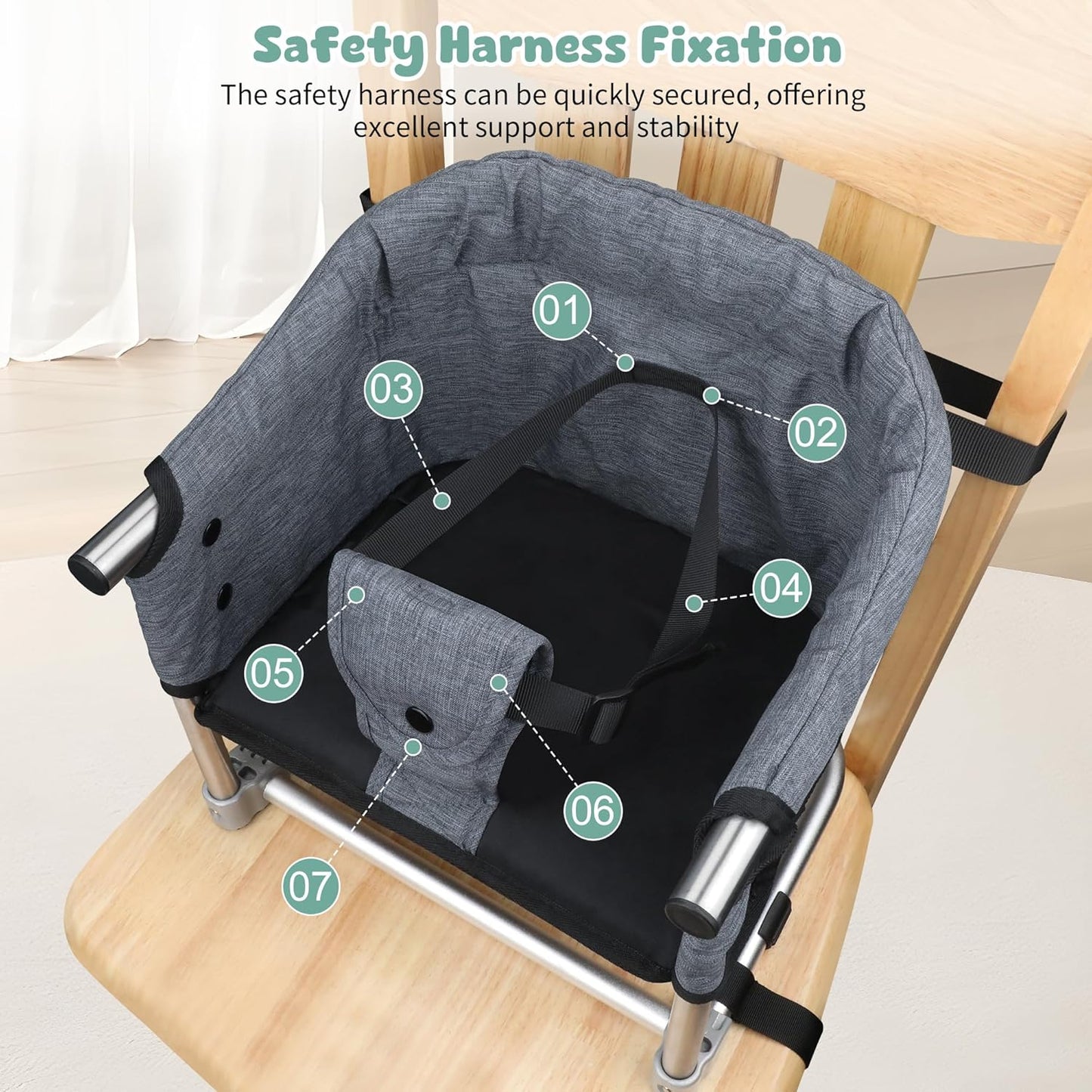 Booster Seat for Dining Table: Portable Toddler Booster Chair with Safety Buckle and Height Adjustable, Foldable Baby Feeding Chair, Kids High Chair Booster Seat for Kitchen Home Travel - Red