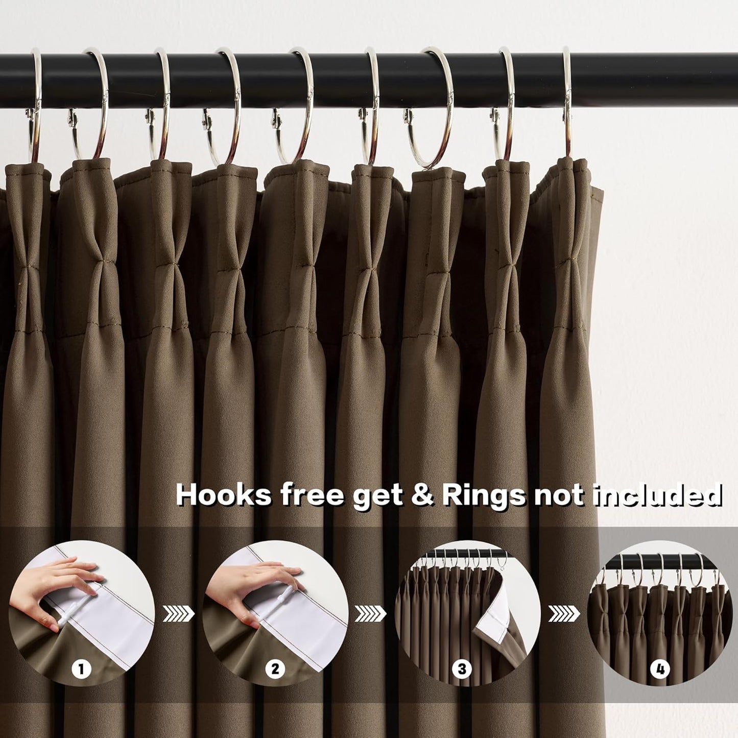 Brown Blackout Curtains 156 Inches Long 13 feet Tall, Extra Long Pinch Pleats Living Room Curtains Thermal Pleated Curtains Panels Drapery for Home, Hotel, Office, 40" W x 156" L, Set of 2