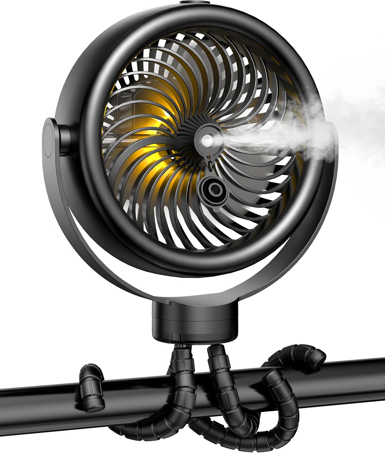 TYZU Portable 7 Inch Misting Fan with Flexible Tripod, 4 Speeds and Timer, Personal Handheld Fan for Baby, Office, Travel, Treadmill, Outdoors