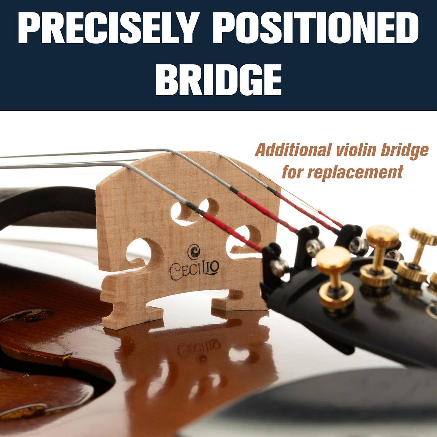 Cecilio Violin 4/4 Full Size Kit Hand Oil Rub Highly Flamed 1-Piece Back Solidwood Violin with D'Addario Prelude Strings, Size 4/4 (Full Size)