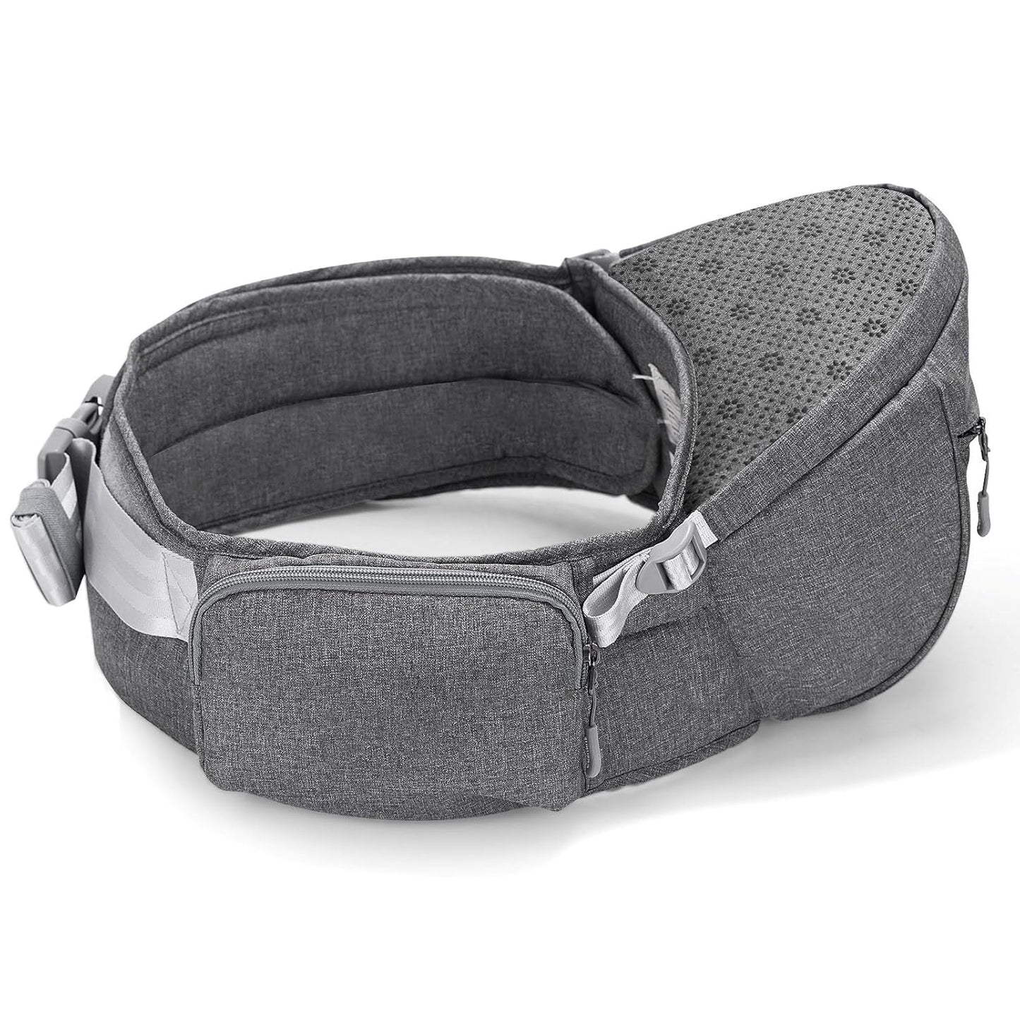 SUNVENO Baby Hip Carrier with Hip Seat, CPC-Certified, Ergonomic Infant Carrier for Newborns & Toddlers up to 45 lbs, Adjustable Waistband, Multiple Pockets, All-Season, Grey