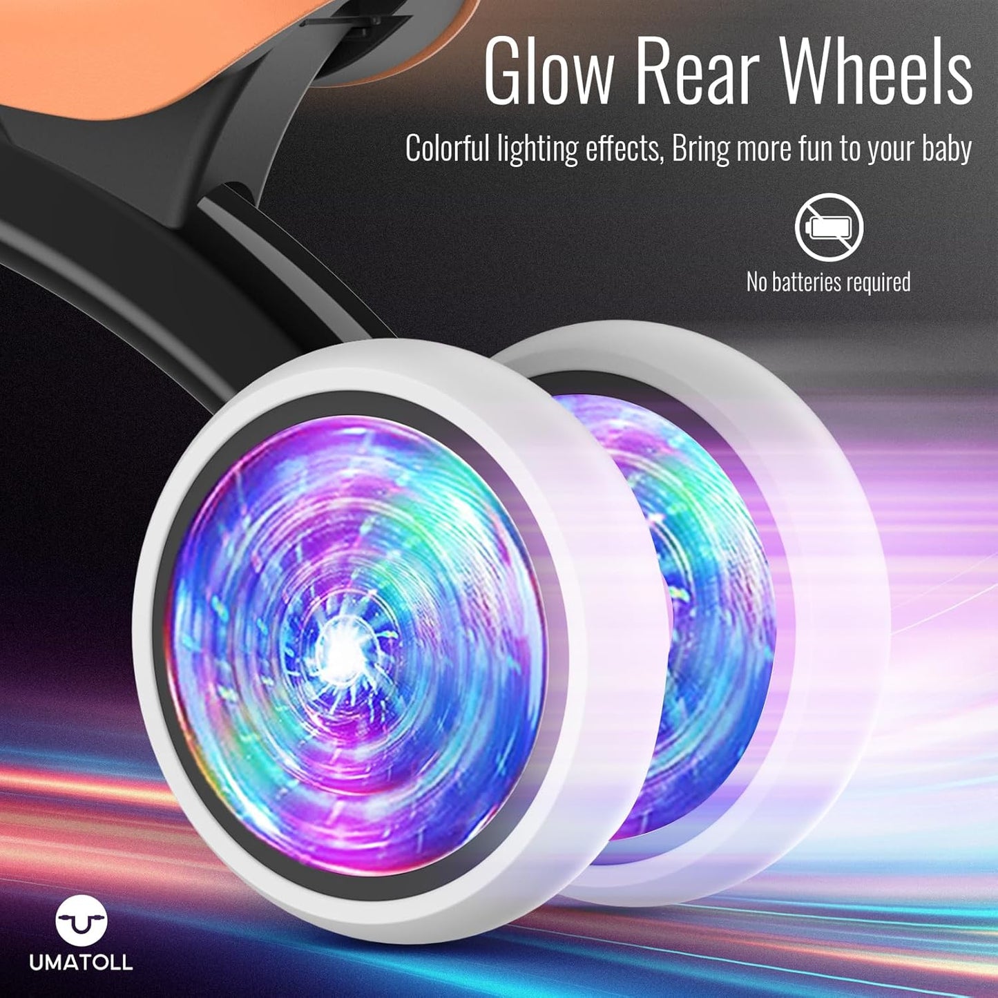 Umatoll Colorful Lighting Baby Balance Bike Toys for 1 Year Old Boys Gifts, Adjustable Seat Baby Walker, One Year Old Boy Birthday Gifts, 12-24 Months Toddler First Ride on Toys